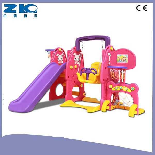 China Indoor Playground Kids Plastic Slide and Swing Set