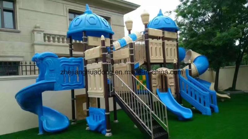 Outdoor Plastic Playset for Kids Outside Playground Structure in Blue Color Made of China