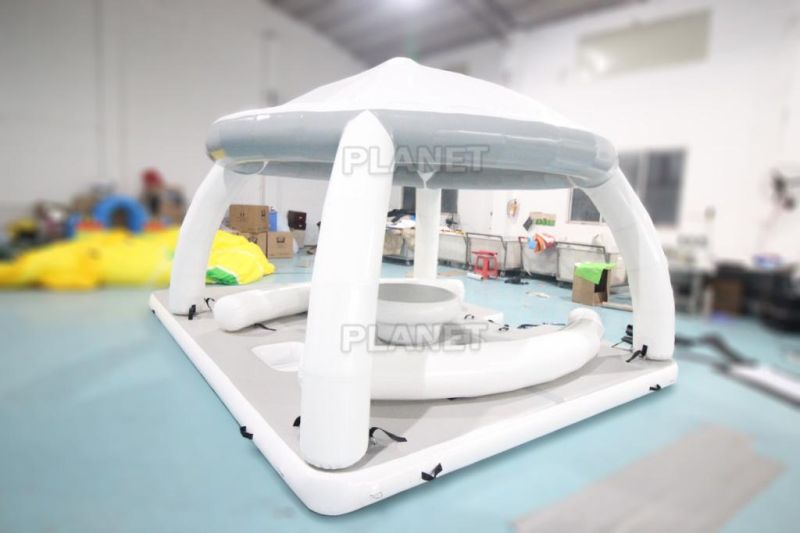 Lake Inflatable Water Floating Island Leisure Platform Dock with Tent