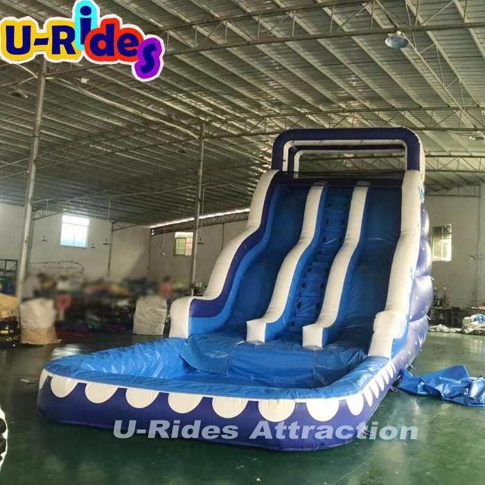large water slide inflatable trampoline, outdoor water slide with pool, CE inflatable water slide