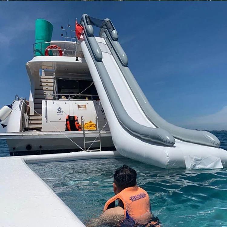 PVC Material White Color Inflatable Yacht Slide Inflatable Slide for Lake