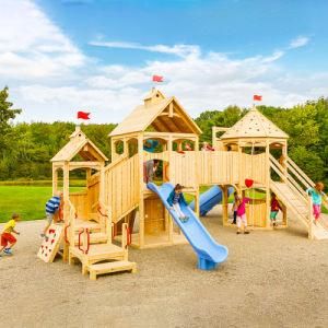 Adventure Wooden Playset Children Rides Game Castle Theme Outdoor Playground Climbing Play