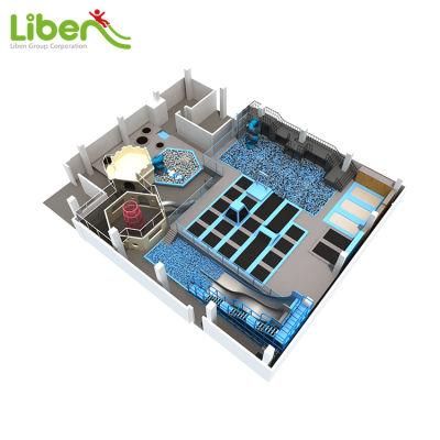 Macaroon Trampoline Park with Jumping Stands and Big Ball Pool