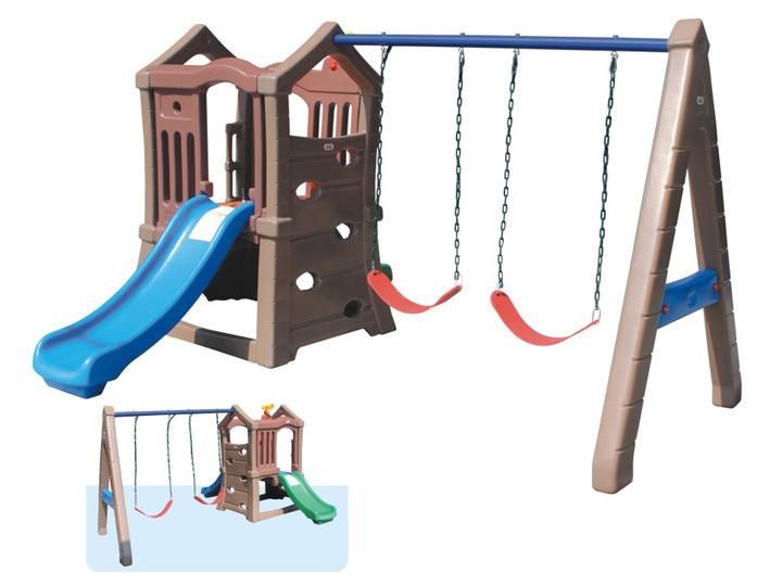 Children Outdoor Plastic Swing and Slide