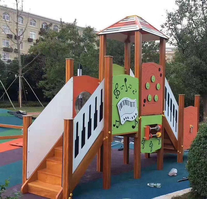 China Factory Kids Plastic Outdoor Playground Combines Wood Slide