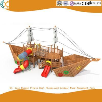 Children Wooden Pirate Boat Playground Outdoor Wood Amusement Park