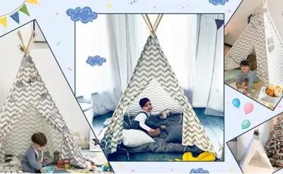 Factory OEM Indoor Child White Glamping Cotton Teepee Yurt Tipi Tent for Kids Sleepover Play Tent House with Window