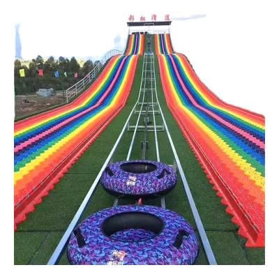 New Commercial Playground Amusement Park Equipment Rainbow Slide Outdoor Kids Plastic Slide