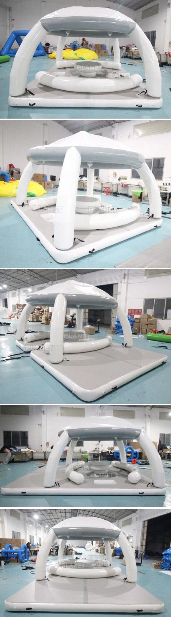 Aqua Banas Resort Island Raft Camping Inflatable Water Floating Lounger Inflatable Floating Dock with Tent