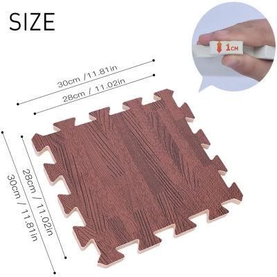 Home Use Interlocking EVA Puzzle Mat with Wood Grain Pattern Cushioned Floor Mat