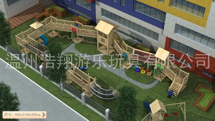 Large Size Preschool Outdoor Adventure Wooden Playground for Children