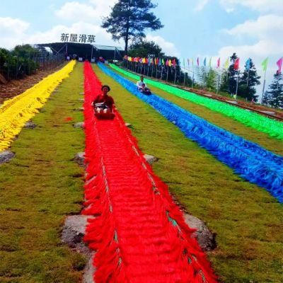 Amusement Park Outdoor Hillside Grass Rainbow Slide Kids Playground Equipment