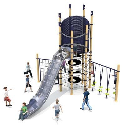 New Style Outdoor Modern Playground Slide with Rope Climbing