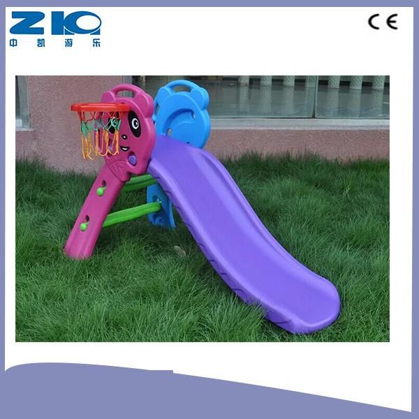 Kindergarten Children Playground Plastic Slide with Basketball for Kids