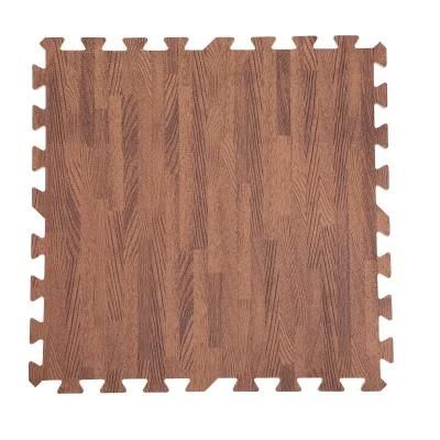 3/8 Inch Thick Printed Foam Tiles Interlocking Foam Mat Wood Grain Print Style 24&quot; X 24&quot;