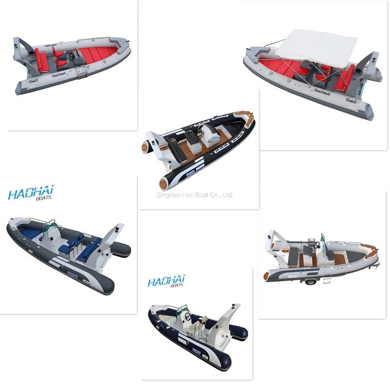 New Boat Style CE 17feet 5.2m Fiberglass Deep V Hull Inflatable Fishing Boat Luxury Rib Boat Outboard Motor Sports Boat Hypalon Boat Fishing Boat
