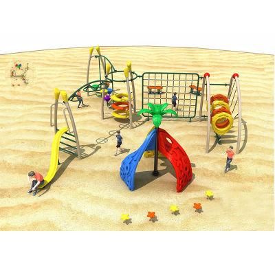 Amusement Park Children Metal Pipe Climbing Monkey Bar with Plastic Slide