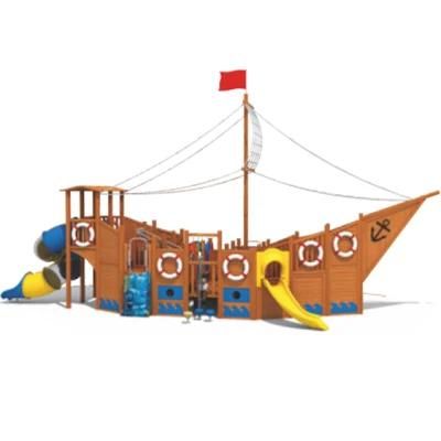Kids Community Park Outdoor Playground Equipment Wooden Pirate Ship QS14