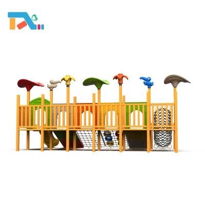 Creative Sloping House Series Children Wooden Playground with Tubular Slide