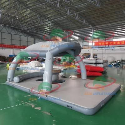 Dwf Custom Inflatable Aqua Banas, Inflatable Water Floating Island with Tent for Leisure Time