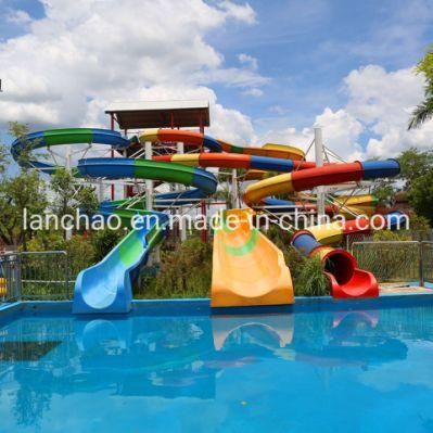 Open Rafting Closed Spiral Adult Fiberglass Water Park Slide Facility