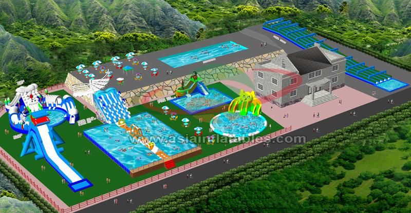 Wholesale OEM on Land Mobile Inflatable Water Playground Aqua Amusement Slides Park