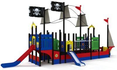 New Design Ocean Theme Outdoor Slides Playground Equipment Pirate Boat PE Borad with Ce Approved