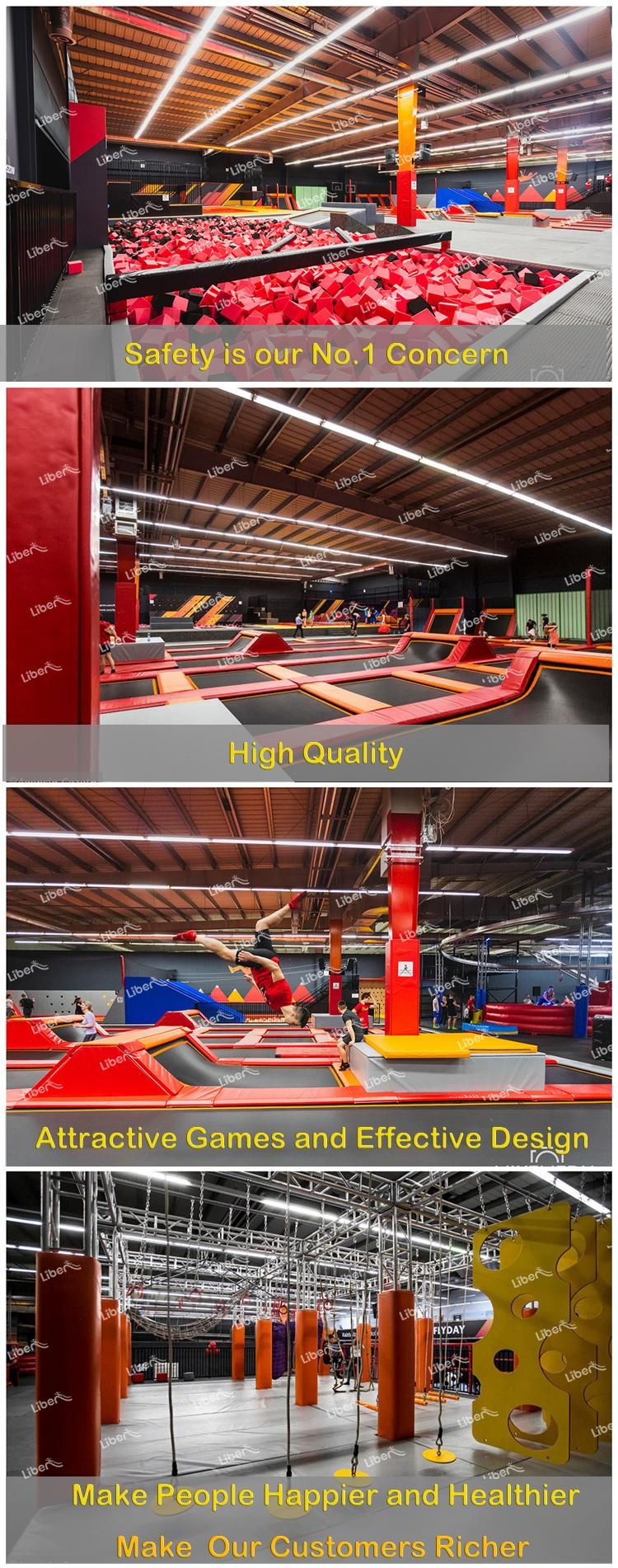 Colourful Trampoline Park Kids Indoor Sports Equipment with Many Function Zones