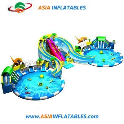 Outdoor Inflatable Amusement Water Park with Pool and Slide
