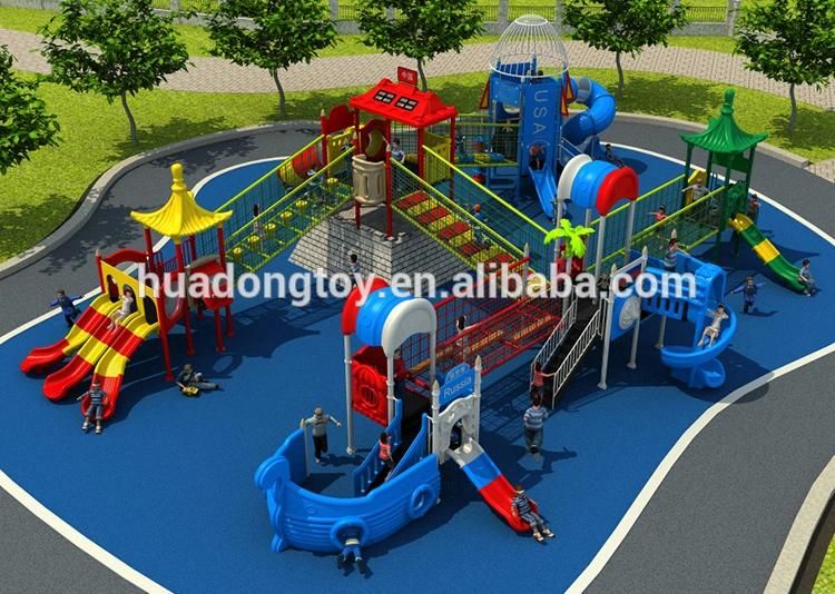 High Quality Children Outdoor Playground Plastic Combined Slides