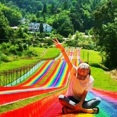 Customized Outdoor Grass Rainbow Slide Kids Amusement Park Playground Equipment