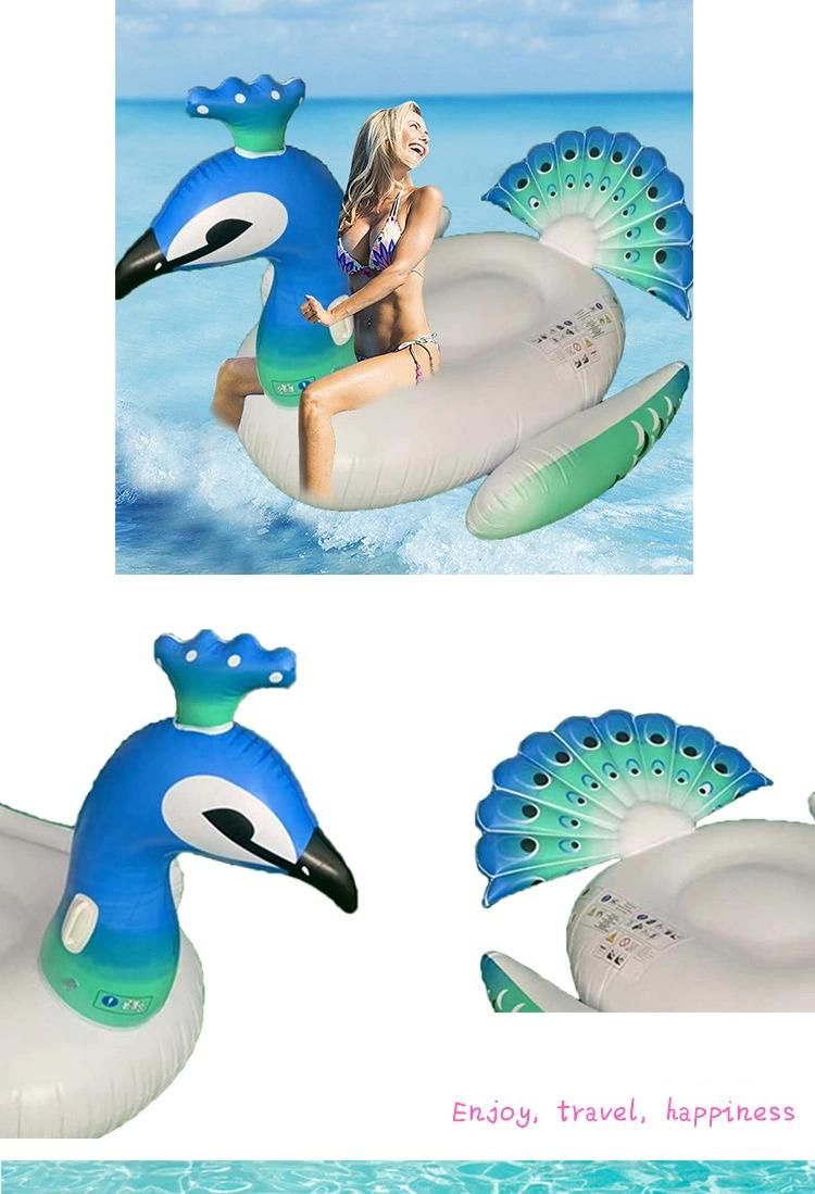 Summer Outdoor Water Play Equipment Toys PVC Inflatable Ride on Peacock Pool Float for Kids and Adult