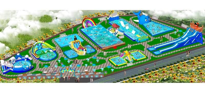 Hot-Sale Inflatable Water Amusement Park/ Inflatable Land Water Parks with Pool