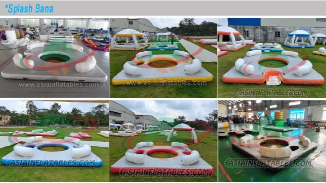 New Inflatable Water Leisure Platform with Tent Water Amusement Equipment Floating Island