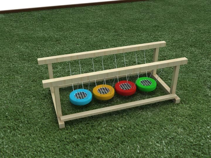 Outdoor Garden Wooden Swinging Tyre Bridge Wood Playground Bridge