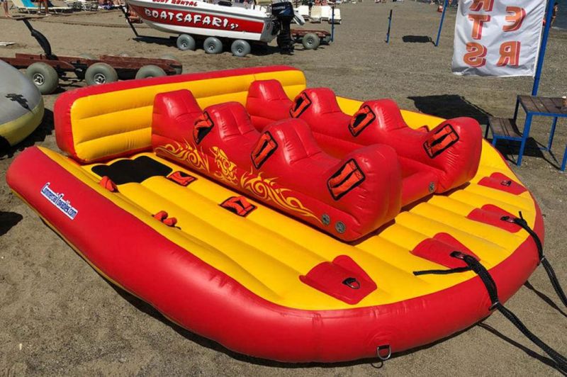 Inflatable Towable Banana Slider Flying Floating Water Bike Pedal Boat for 9 Riders