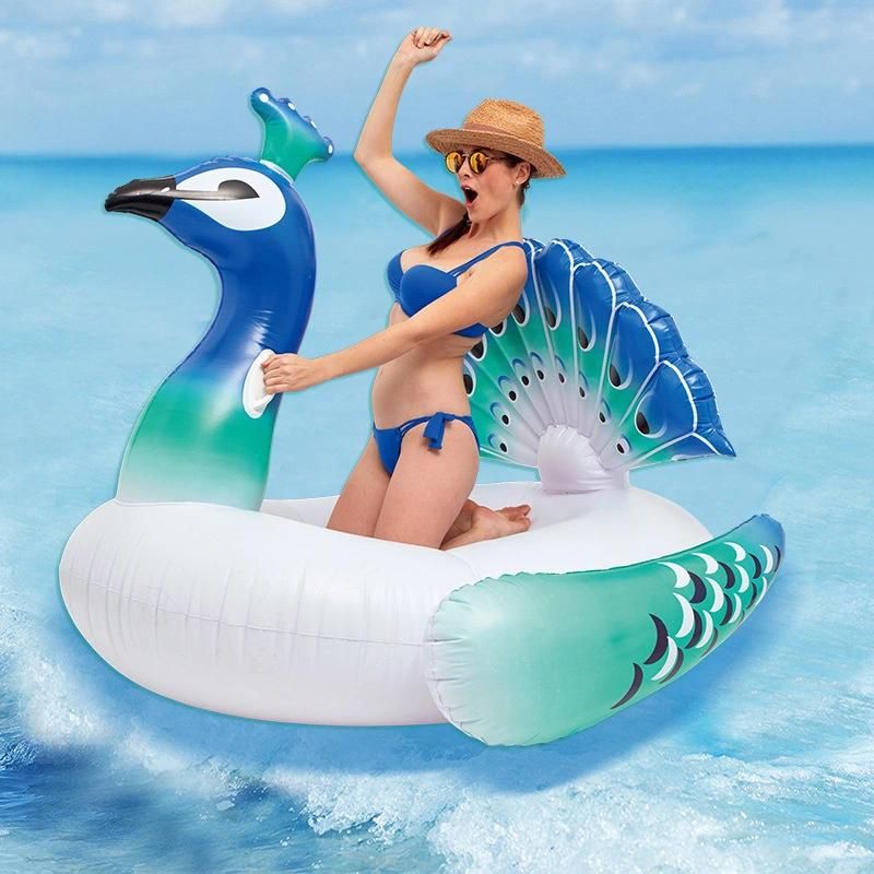 PVC Summer Outdoor Water Play Equipment Toys Inflatable Peacock Pool Float for Kids and Adult