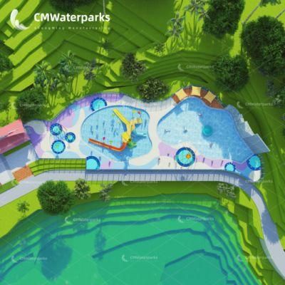 Designed Water Park Slide Curve Fiberglass Water Slide with Wave Pool