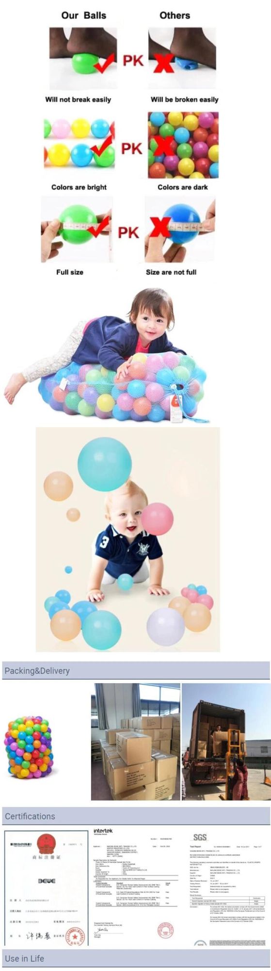 OEM Made New Product 5.5cm 7cm 8cm Macaron Colors Soft Kids Toy Pit Balls