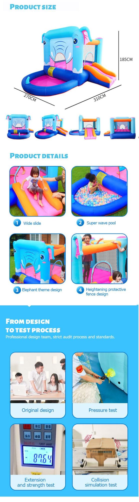 Outdoor Sporting Inflatable Bouncer with Slide and Pool