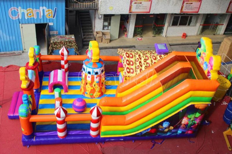 Candy Castle Giant Inflatable Obstacle Park with Slide Chob552