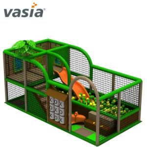 Green Children Indoor Playground Structure Park with Slide and Ball Pool