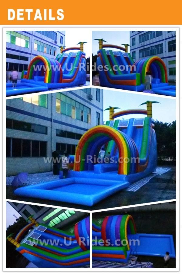 Colorful coconut tree water slide inflatable bouncer slide inflatable wet dry for advertising