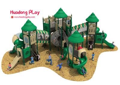 Small Commercial Children Outdoor Playground Equipment with Plastic Slides