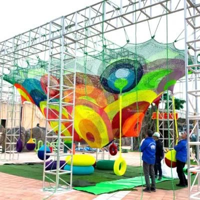 New Design Rainbow Rope Nets Playground Climbing Rope Net Toddler Indoor Trampoline for Children