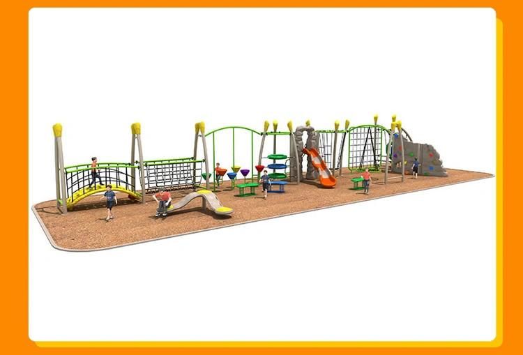 Low Cost Kids Outdoor Play Gym Fitness Equipment Rock Climbing Wall Plastic Slide
