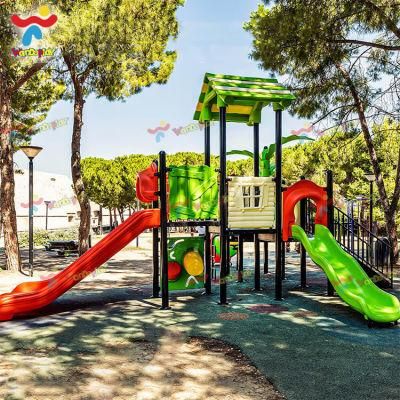 TUV Forest Theme Amusement Park Children Rides Outdoor Plastic Slide Playground Games Playsets Equipment for Kindergarten