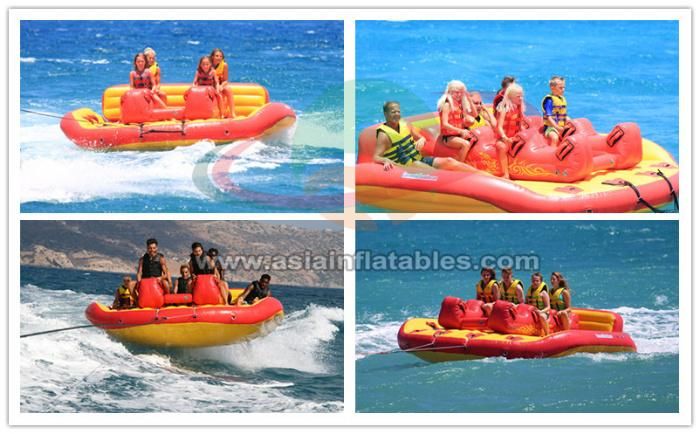 Inflatable Towable Banana Slider Flying Floating Water Bike Pedal Boat for 9 Riders