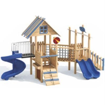 Kids Park Outdoor Playground Equipment Wooden Slide Climbing Frame QS40