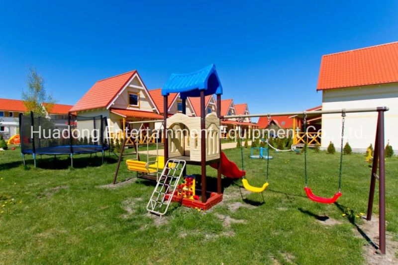 Newest Outdoor and Plastic Material Amusement Park Sets with Swing Set Slide